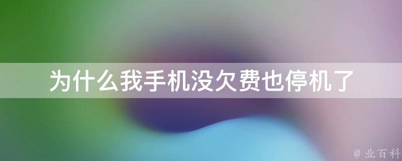 手機(jī)沒欠費(fèi)為什么沒網(wǎng)