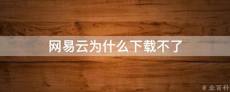 為什么下載不了網(wǎng)易云音樂